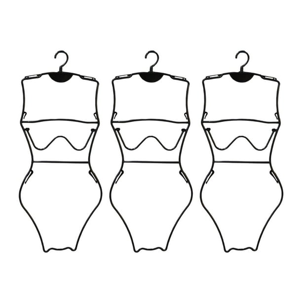 3 Piezas Gancho Giratorio Superior Forma del Cuerpo Perchas de Exhibición Almacenamiento Organizador Multifuncional Perchas de Bikini Perchas de Traje Negro Gloria Percha para traje de baño