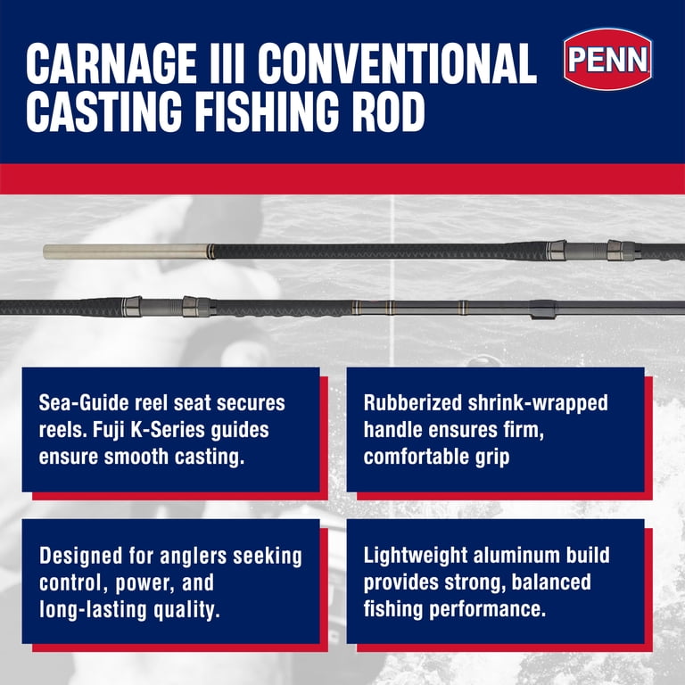 Penn see Bass Rod タイプI Penn Carnage III Surf Conventional Casting Fishing Rod, 13' ULUA