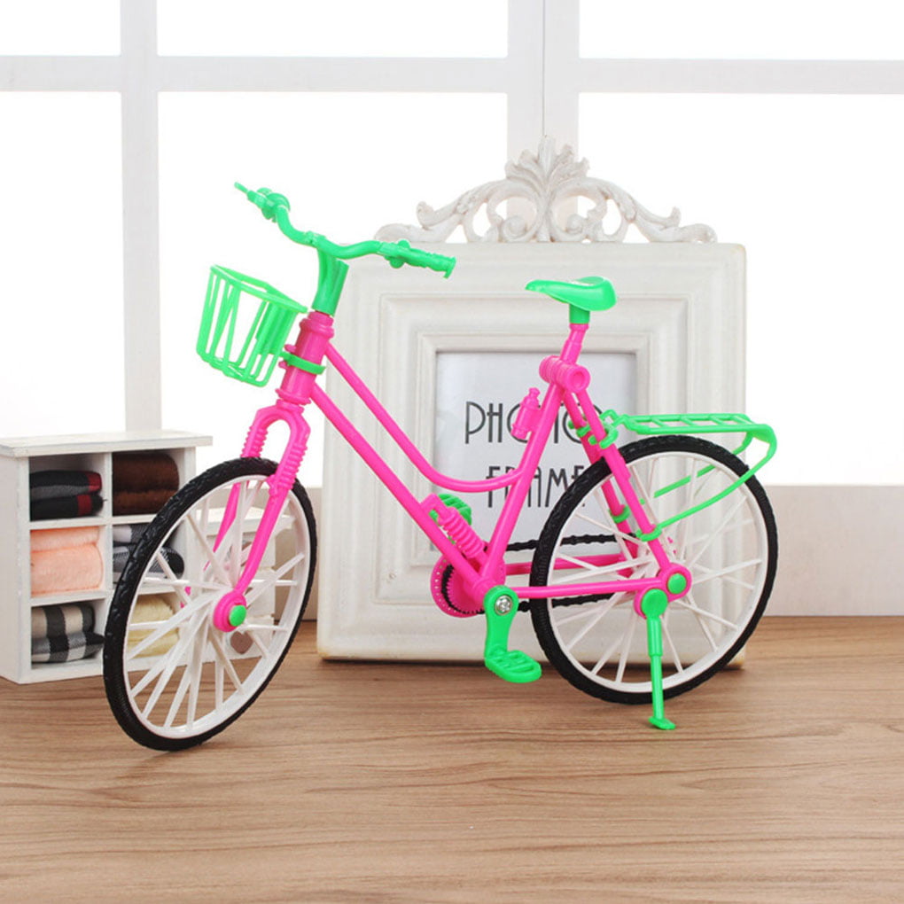 Pink Detachable Bike Bicycle With Basket For  Doll House Toy Accessor FJ 