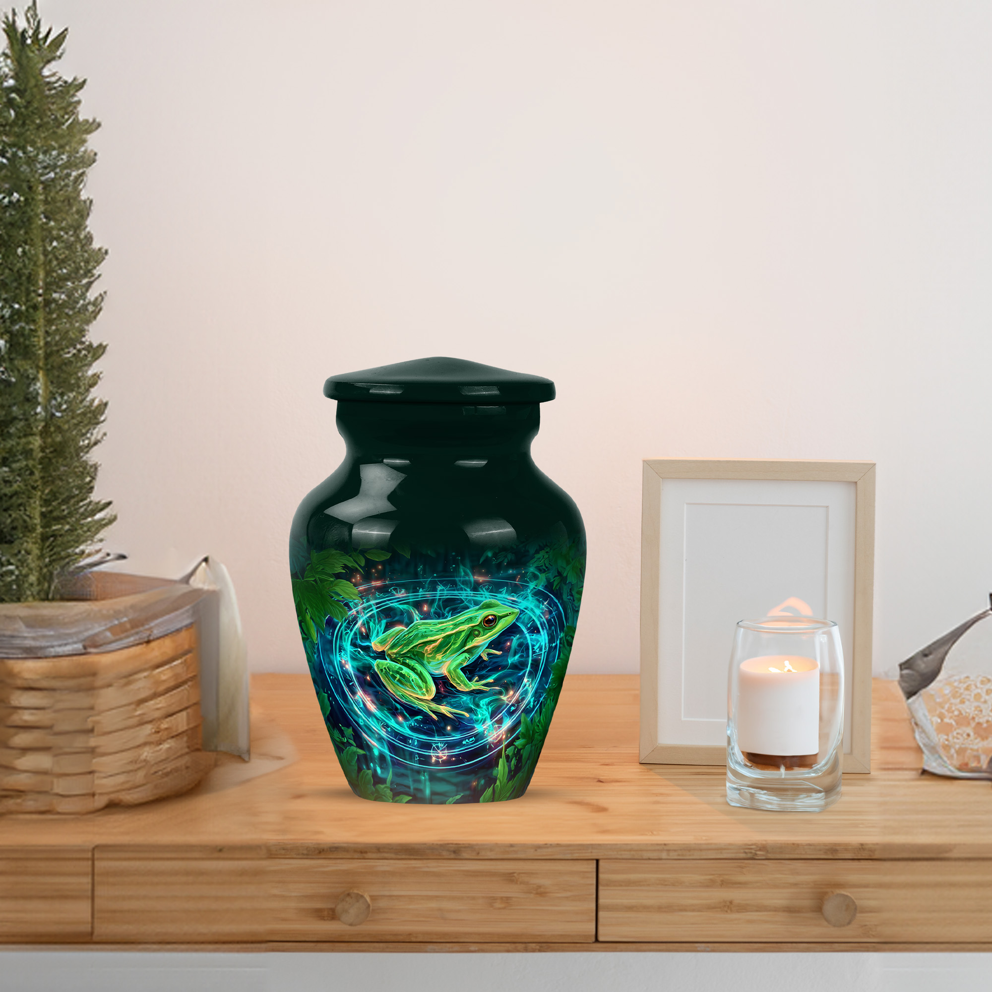 MUKTIVE Frog Keepsake Burial Urns for Adult Male, Mini Green Cremation Urns for Adult Ashes Women, Tiny Memorial Urn for Ashes for Mother & Father, 3 Inch