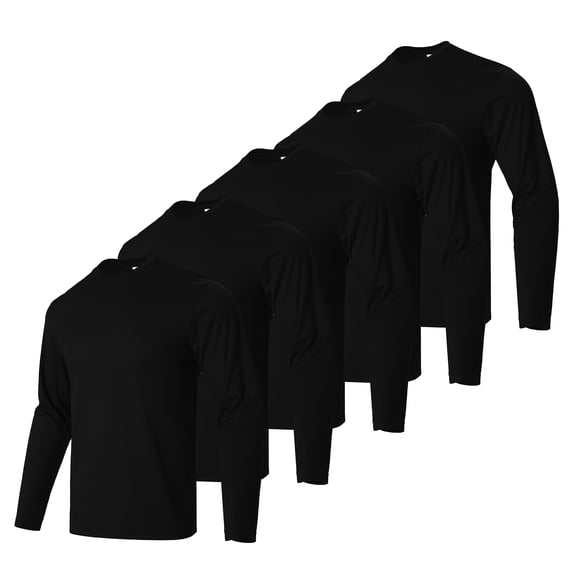 Lee Hanton UPF 50  Breathable Athletic Sweatshirts Classic Long Sleeve Dry Fit T-Shirts Crew Neck Cooling Dailywaer Tee Shirt for Men Black*5 M
