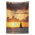 thumbnail image 3 of Ambesonne Ocean Tablecloth Rectangular Table Cover, Boat in Sewith Sunset, 52"x70", Grey and Marigold, 3 of 4