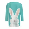 thumbnail image 3 of Chandail de Pâques pour Femmes avec Manches 3/4 et Col Rond, T-Shirt Décontracté Imprimé pour les Fêtes de Printemps et les Événements d'Église, 3 of 5