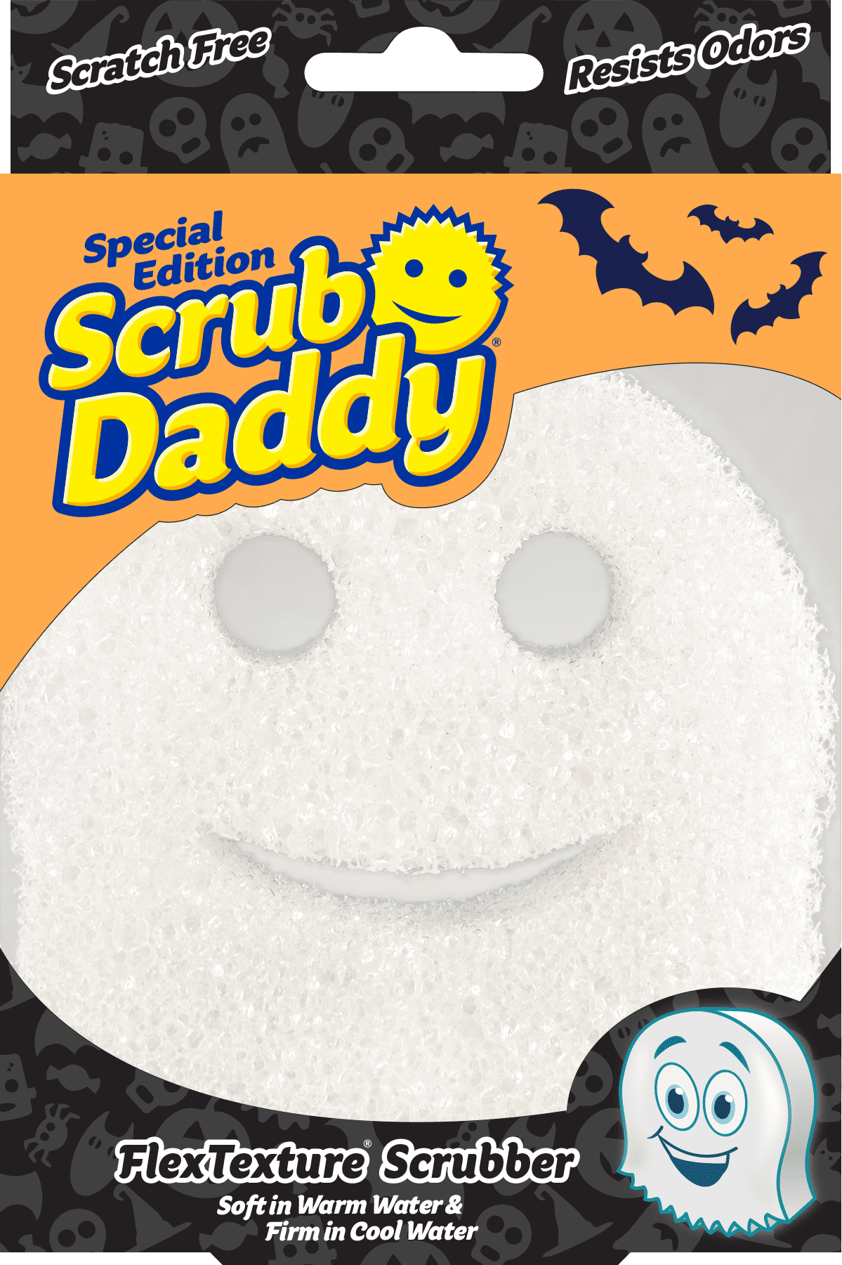 Scrub Daddy Halloween Sponge  - Non-Scratch Scrubbers for Dishes and Home - White Ghost, 1ct Box
