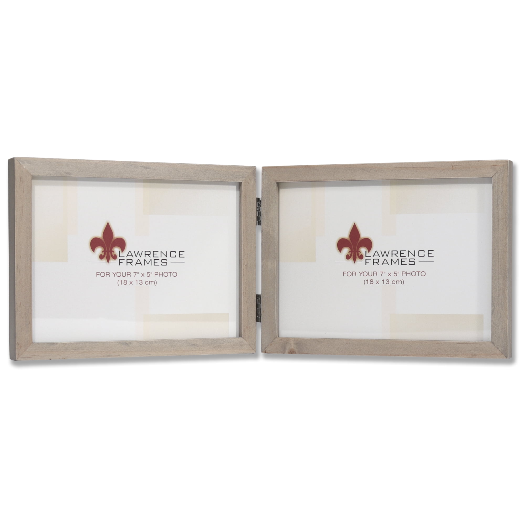 5x7 Hinged Double (Horizontal) Gray Wood Picture Frame Gallery