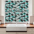thumbnail image 2 of Ambesonne Geometric Kitchen Curtains, Zig Zag Mosaic, 55"x39", Turquoise Grey Black, 2 of 3