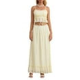 thumbnail image 2 of LMLYSoH Women's 2 Piece Skirt Outfits Sleeveless Ruffle Trim Camisole Long Tie Up Skirt Set, 2 of 9
