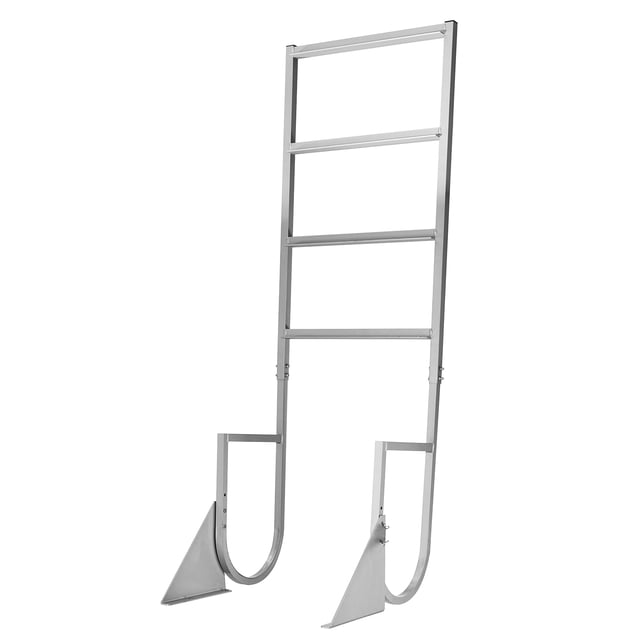 KFFKFF Flip-Up Dock Ladder, 4-Step, Heavy-Duty Aluminum Alloy Pontoon Boat Swim Ladder, with Non-Slip Wide Steps, 350 lbs Weight Capacity, Pull Rope Assist