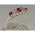 thumbnail image 2 of LBG British Made 9ct White Gold Natural Ruby & Opal Womens Band Ring - 33 size options - Size 7.5, 2 of 8