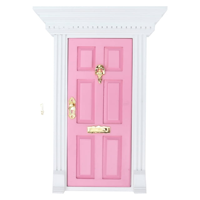 1:12 casa de muñecas puerta de madera exquisito modelo de muebles de puerta en miniatura juguete para juego de imitación rosa