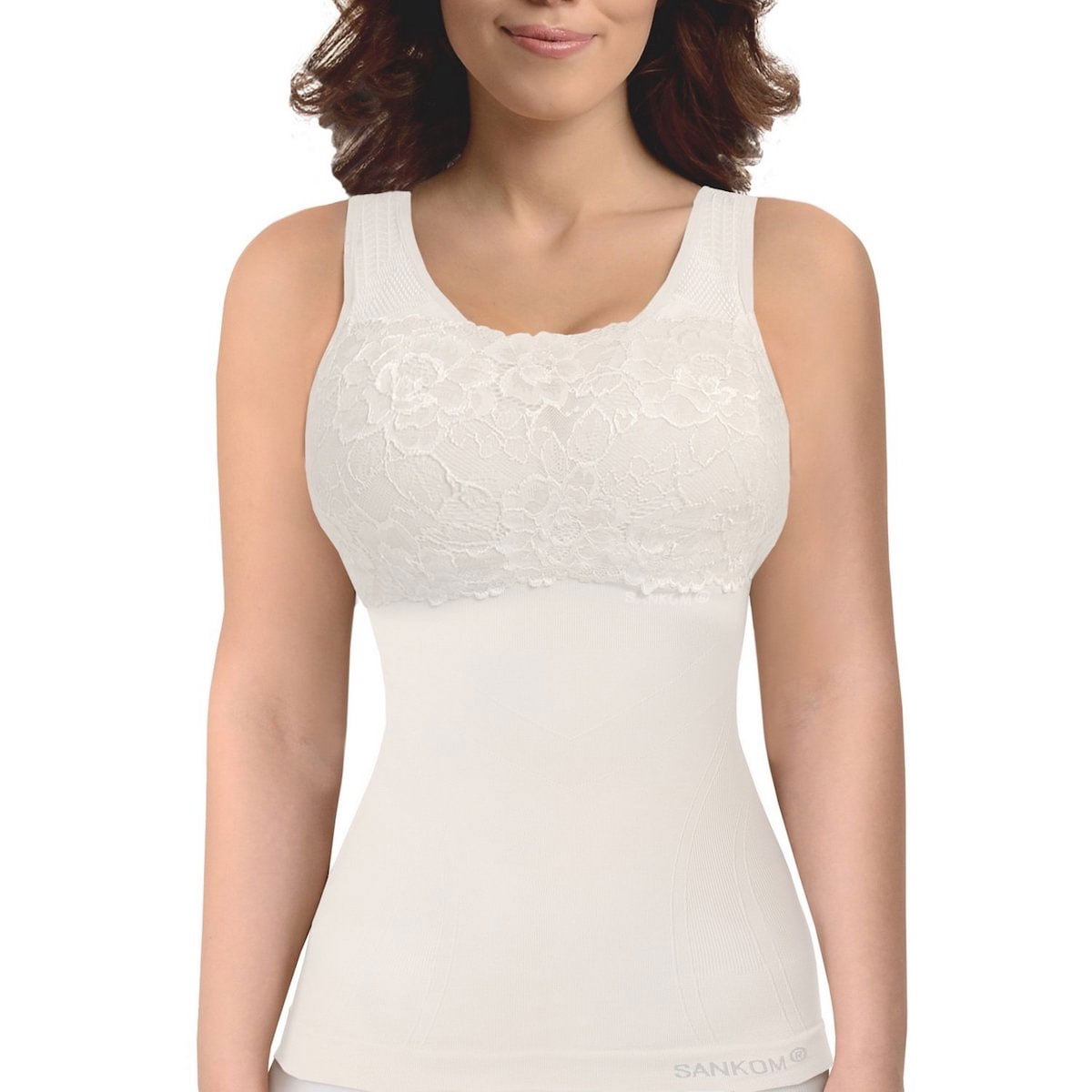 Shop LC Shop LC SANKOM Patent Classic Shaping Camisole with Lace Bra