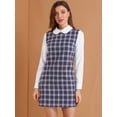 thumbnail image 3 of Vestido de cuadros de manga larga Allegra K con cuello Peter Pan en contraste para mujer Púrpura M, 3 of 6