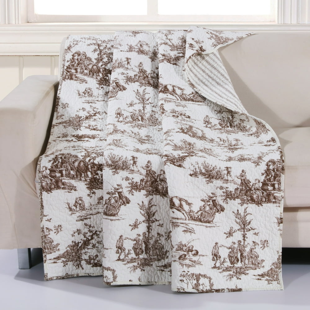 Global Trends Country Living Quilted Throw Blanket, 50x60Inch, Taupe