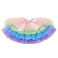 thumbnail image 4 of FYMNSI Baby Girls Birthday Outfit Cake Smash Outfit Romper Ruffle Tulle Tutu Skirt with Headband Clothes Set 3T 3rd Rainbow Fl, 4 of 7
