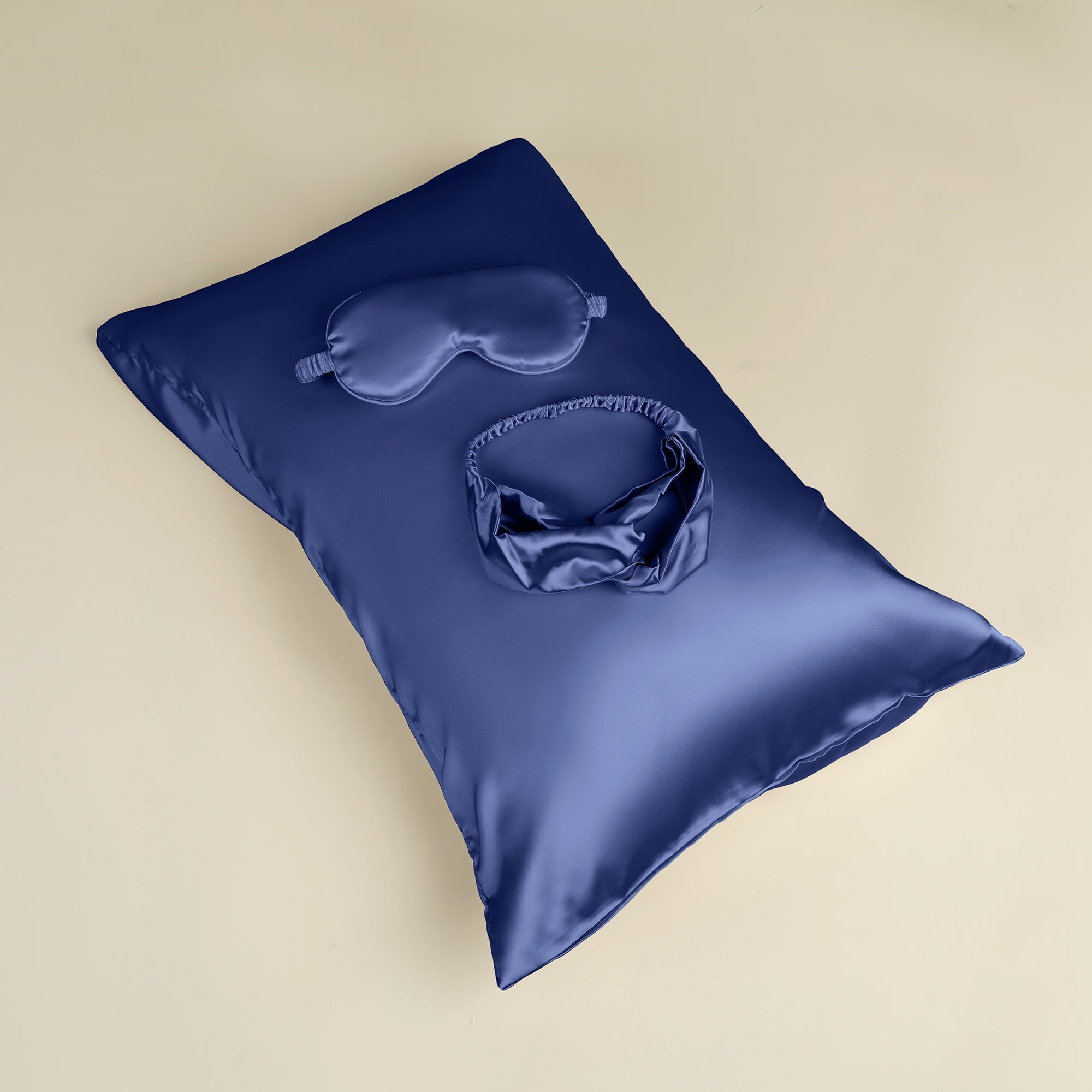 Unique Bargains Pillow Case with Envelope Pillowcases with Eye Mask, Hair Band Navy Blue