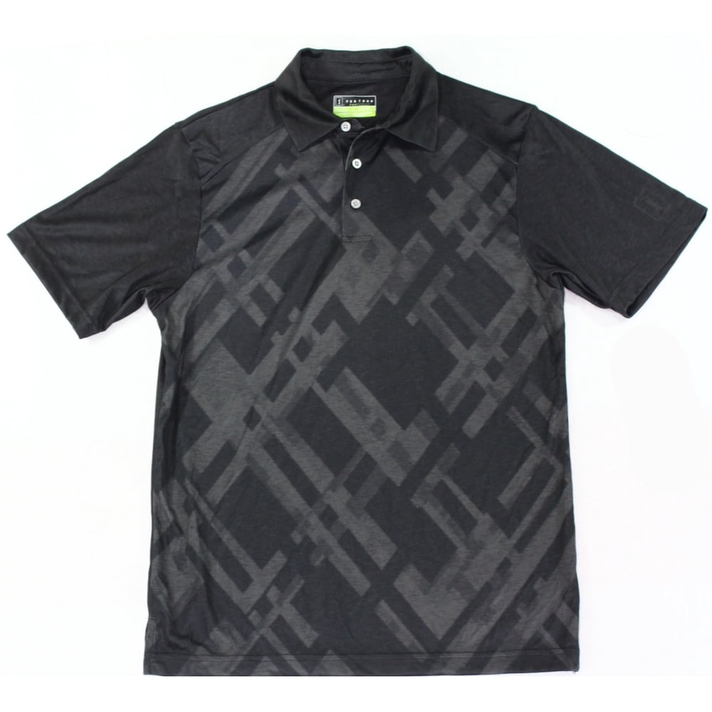 PGA TOUR PGA Tour NEW Black Mens Size Large L Abstract ShortSleeve