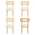 thumbnail image 6 of Joyyskill Upholstered Rattan Dining Chairs Set of 4, Mid Century Modern Kitchen Chairs with Curved Back and Solid Wood Legs Armless Accent Chair, Natural Oak/White Boucle, 6 of 6