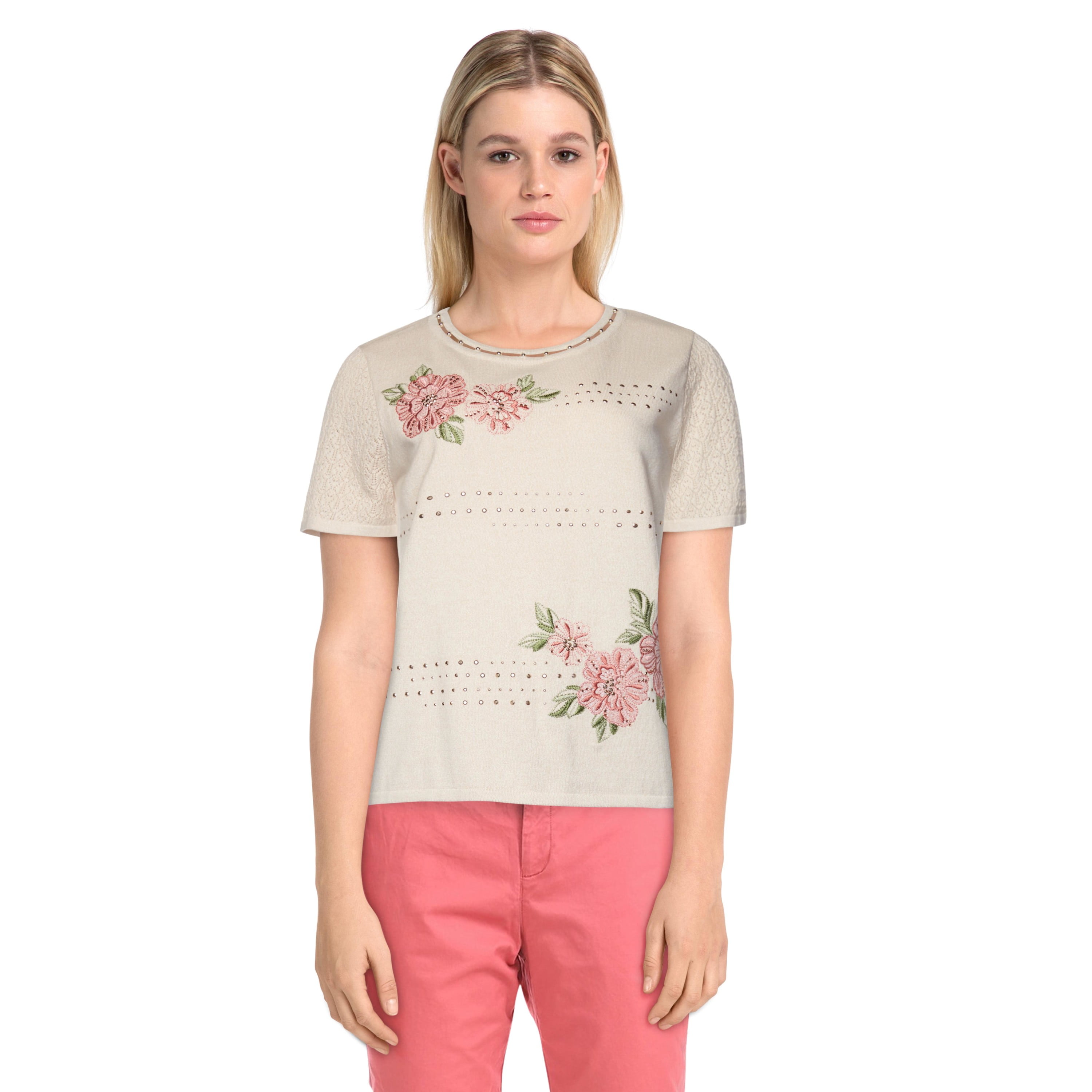 Alfred Dunner Womens Floral Embroidered 