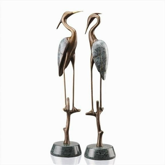 SPI Wetlands Heron Pair of Brass Statues