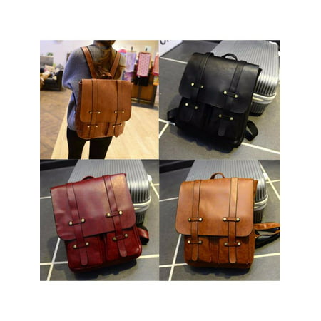 Vintage Women Men Travel Large Leather Backpack for Adults Shoulder Laptop Bag