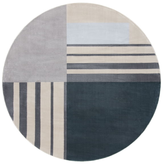 SAFAVIEH Orwell Braganza Abstract Area Rug, Charcoal/Beige, 3' x 3' Round