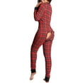thumbnail image 2 of Loliuicca Women Butt Button Back Flap Jumpsuit Pajamas Onesies V-Neck Long Sleeve Rompers, 2 of 6