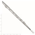 thumbnail image 2 of 925 Sterling Silver Fancy Necklace Chain 3 Strand D/C Bead Polished Bracelet 7 inch, 2 of 2