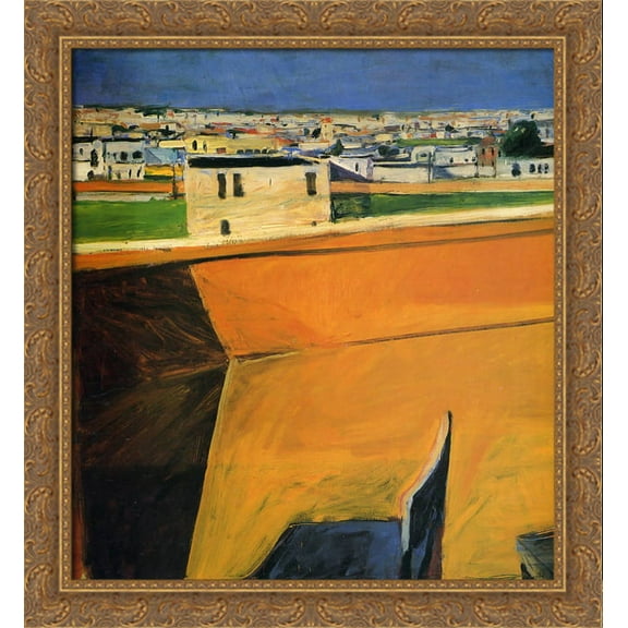 Yellow Porch 28x30 Large Gold Ornate Wood Framed Canvas Art by Richard Diebenkorn