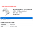 thumbnail image 2 of Neutral Safety Switch - Compatible with 1974 - 1979 Chevy Nova 1975 1976 1977 1978, 2 of 2
