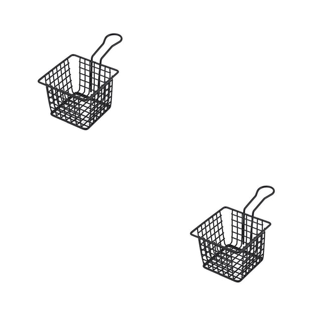 Injueey Colador para freír Cesta Colador de drenaje Accesorio para el hogar de acero inoxidable Filtro de aceite Skimmer con mango Cuadrado Cuadrado pequeño 2Conjunto
