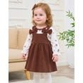thumbnail image 3 of Yaoqi 2T Toddler Girl Outfit Set 3T Child Girls Clothing Long Sleeves Floral T-shirt Top Bowknot Suspender Dress 2pcs Skirt Set Brown, 3 of 8