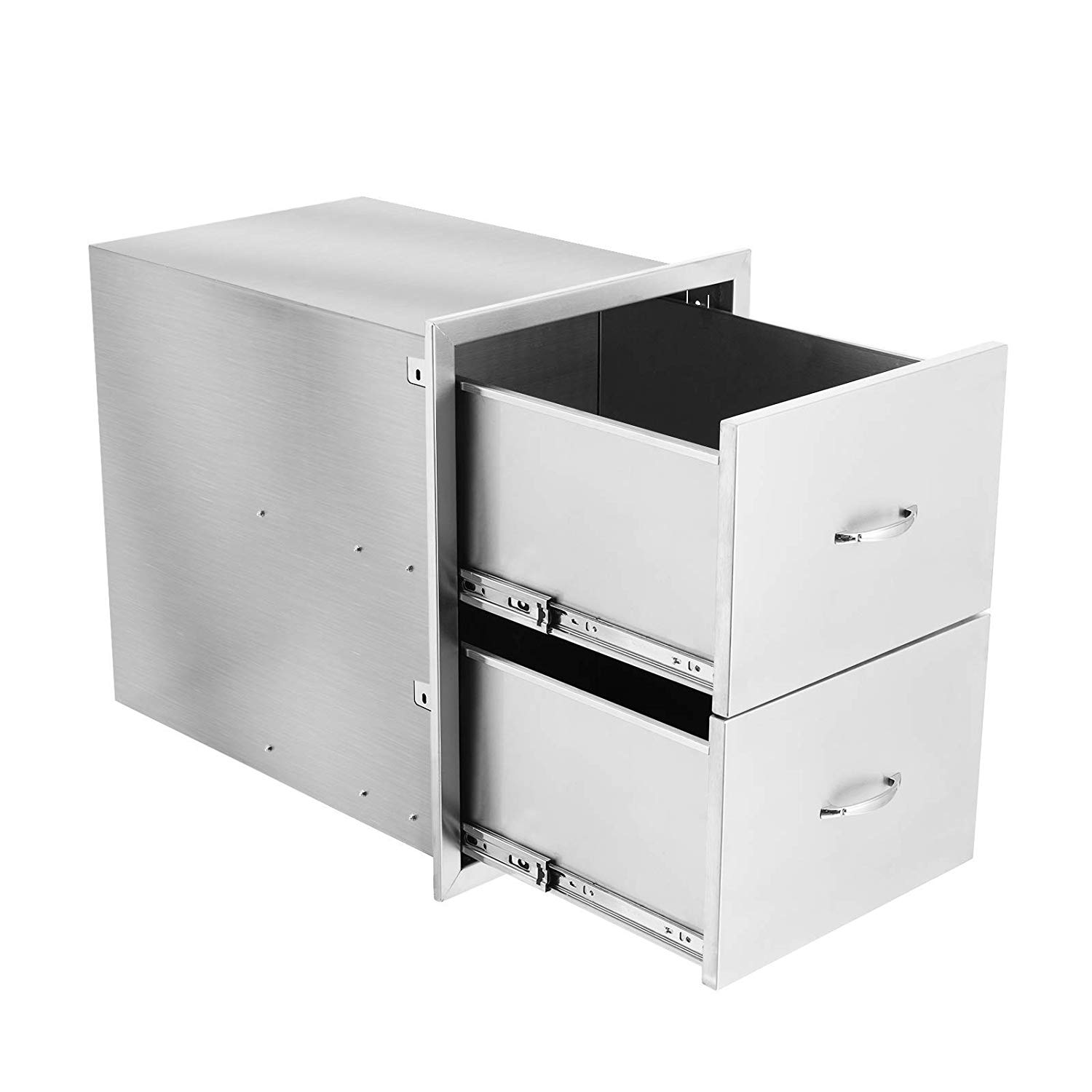 Nurxiovo Outdoor Kitchen Drawer Stainless Steel 16x24 Inch With Handles Double Drawer 2 Tiers Chrome Used For Bbq Walmart Com Walmart Com