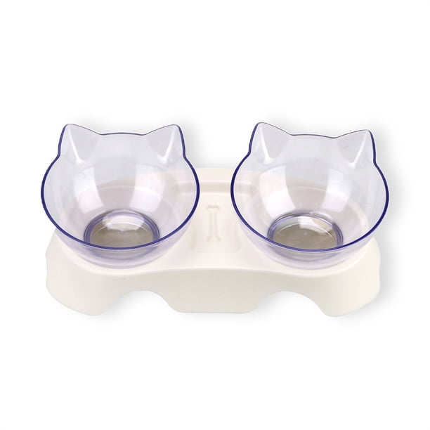 Tazón de Pet antideslizante 15° contenedor de agua potable inclinada con soporte elevado para proteger la columna vertebral 2 tazones de transparencia gris Advancent PT000726-04