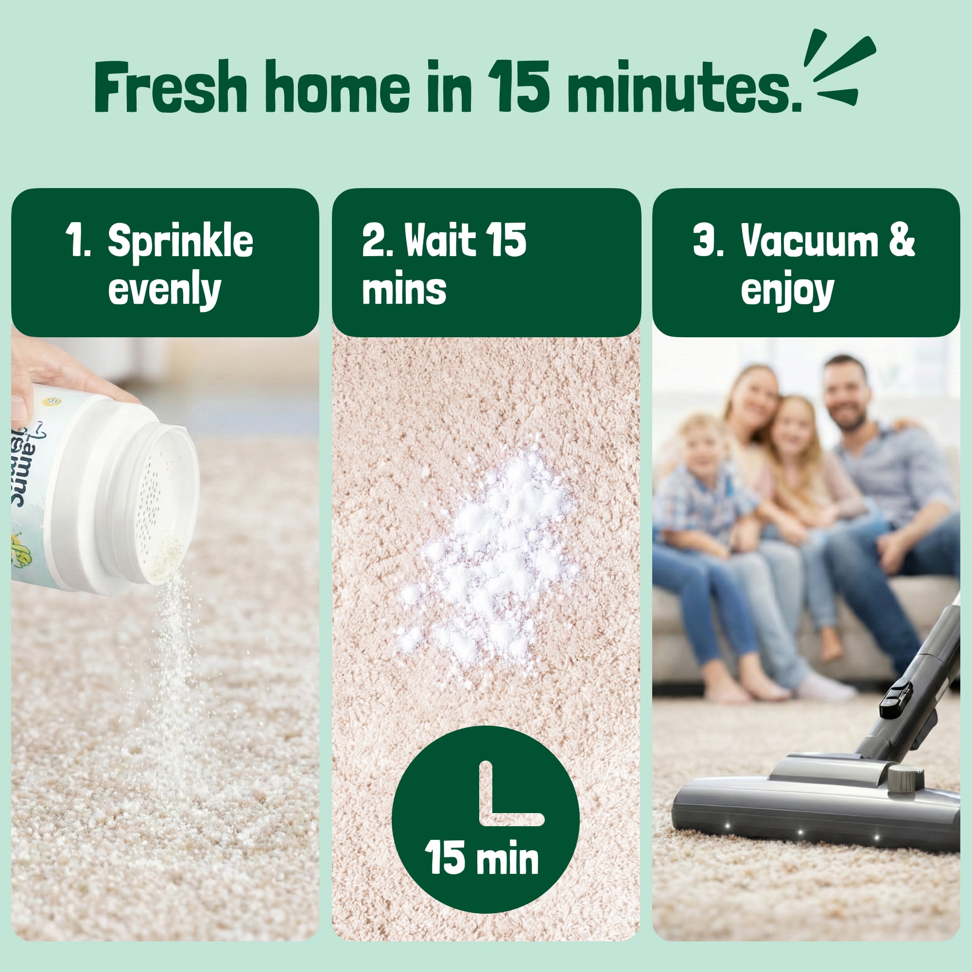 Sunny & Honey Carpet Deodorizer Powder - Pet Safe Freshener for Carpets, Pet Beds and Car Seats - Lemon Odor Eliminator for Cat Urine and Wet Dog Smells (20 oz)