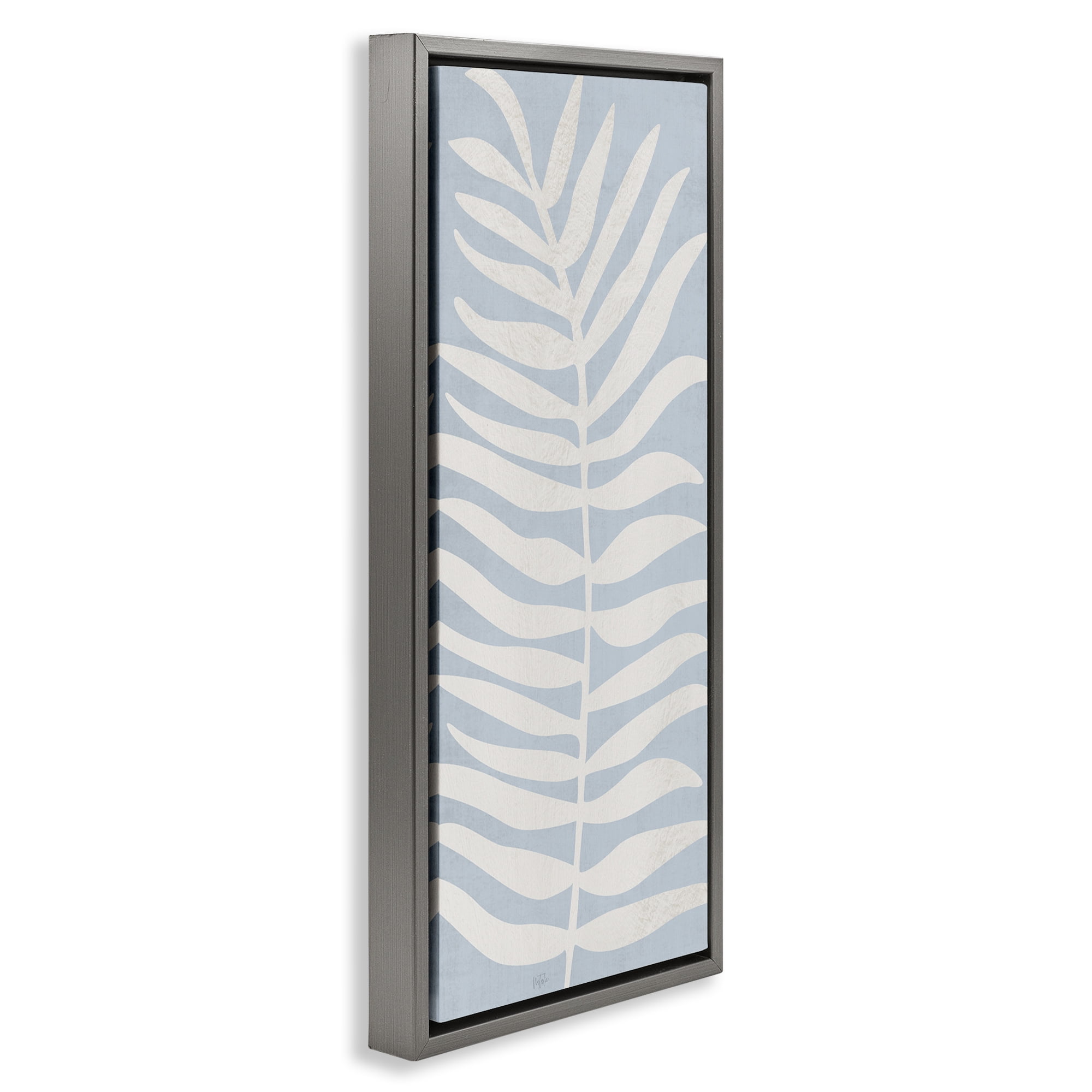 Stupell Industries Minimal Leaf Silhouette Gray Framed Floater Canvas Wall Art, design by Natalie Carpentieri