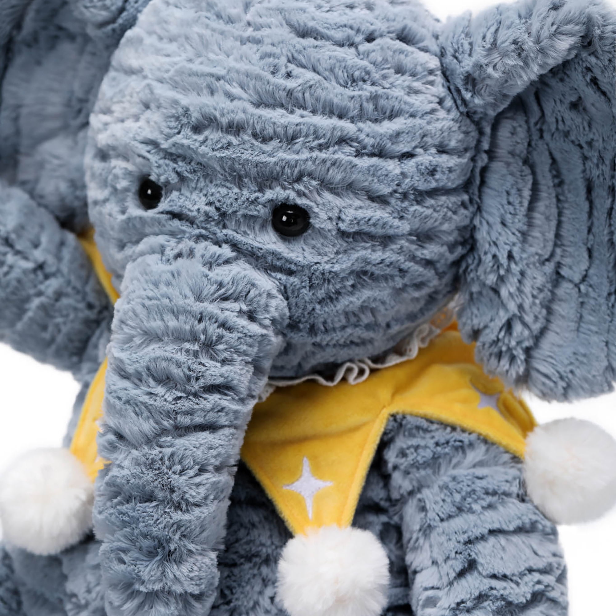 McHugs: Forest Series - Starry Denim Elephant - 9.8" Grey & Yellow Stuffed Animal Plush, Soft Weighted Cuddle Toy, Comfort Companion, Baby-Toddler-Kid