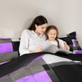 thumbnail image 5 of Feelyou Chic Geometric Abstract Bedding Comforter Set, Purple Square Rectangle Twin Comforter Sets, Teen Kid Child Adult Reversible Bedding Set, Ultra Soft Home Decor, 2pcs, 5 of 8