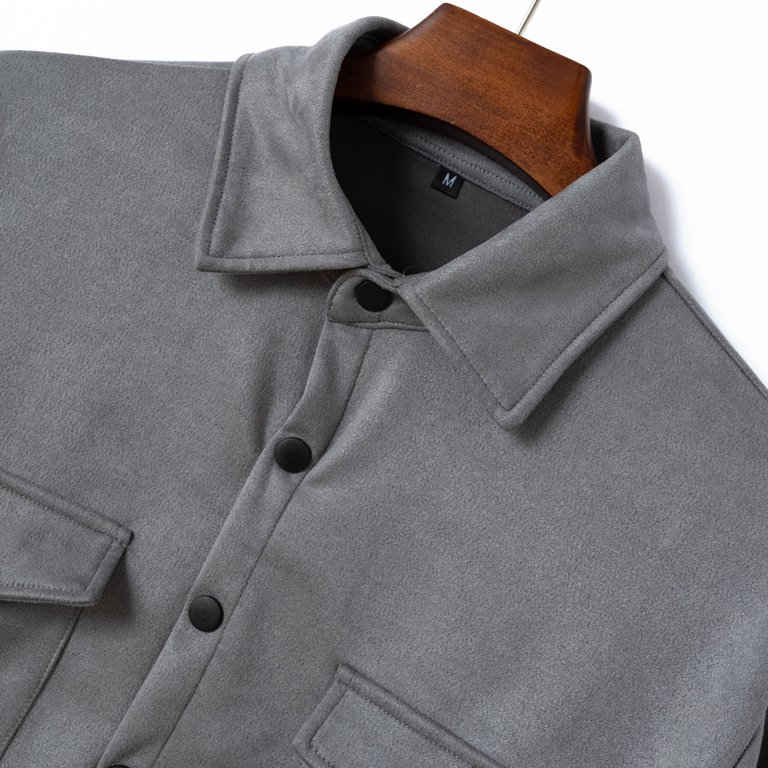 JUUYY Men's Casual Shirt Jacket Long Sleeve Suede Shirts