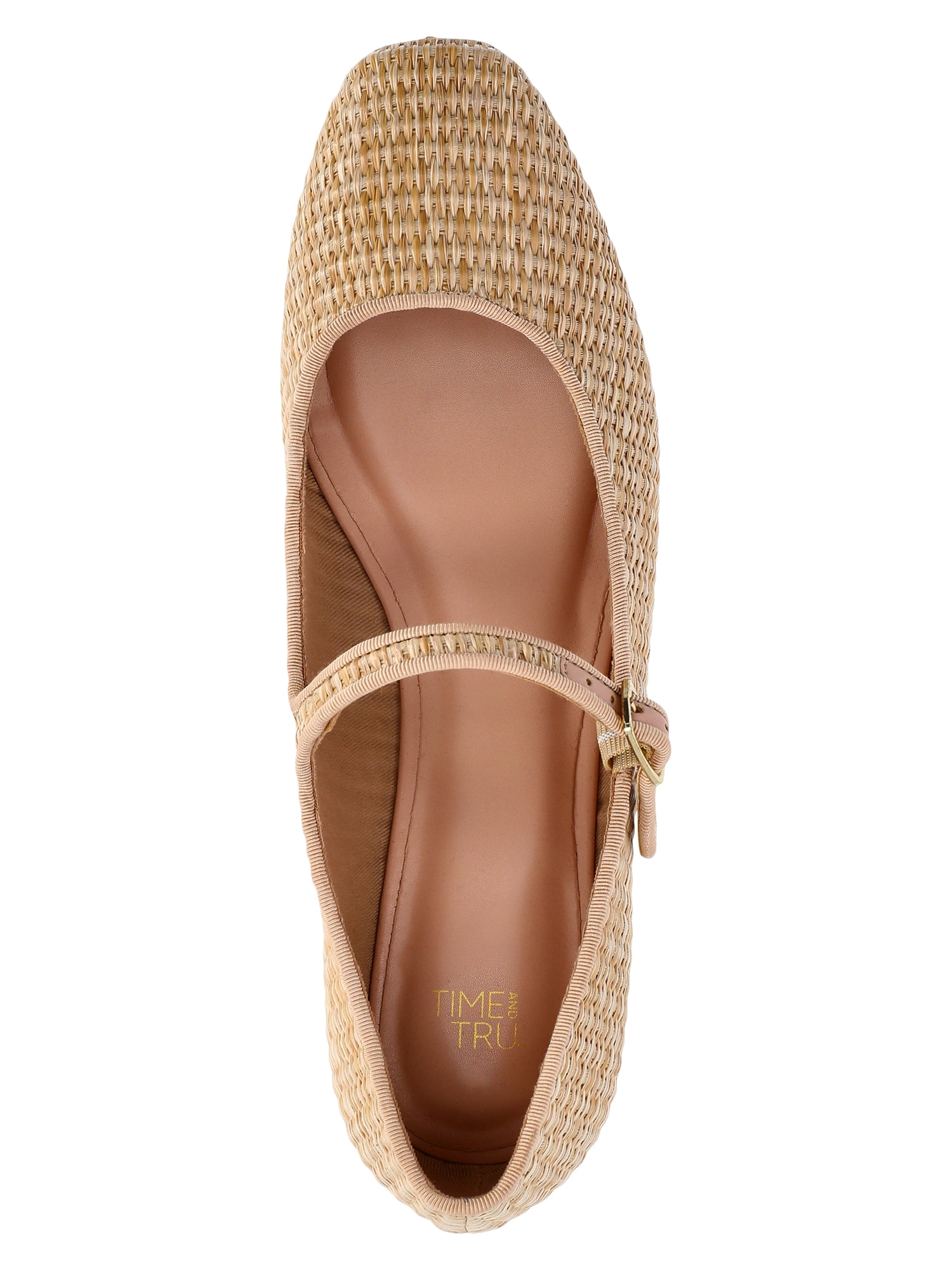 Time and Tru Women's Faux Leather Mary Jane Flats, Wide Width Available