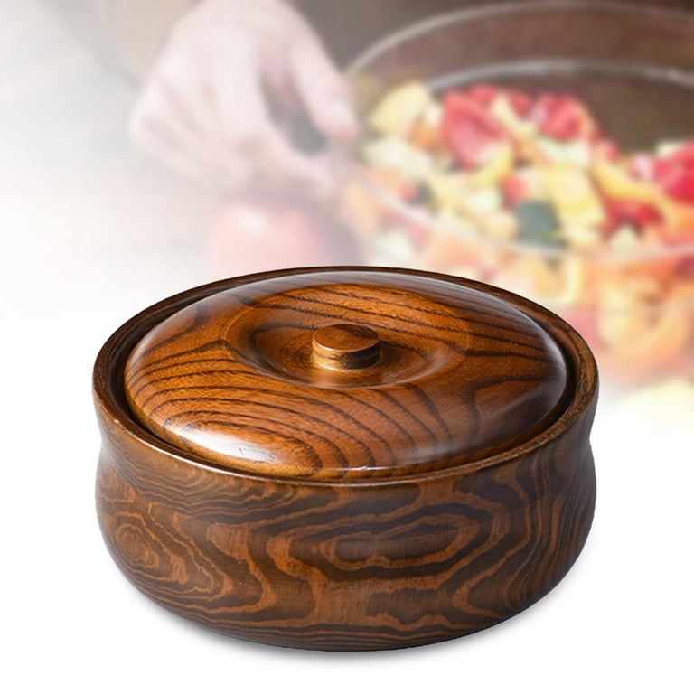 Wooden Bowl Serving Bowl Solid Wood for Salad Container Handmade for Soup  Durable Reusable Storage for Kitchen with Lids Wooden Salad Bowl 20cmx7.5cm  