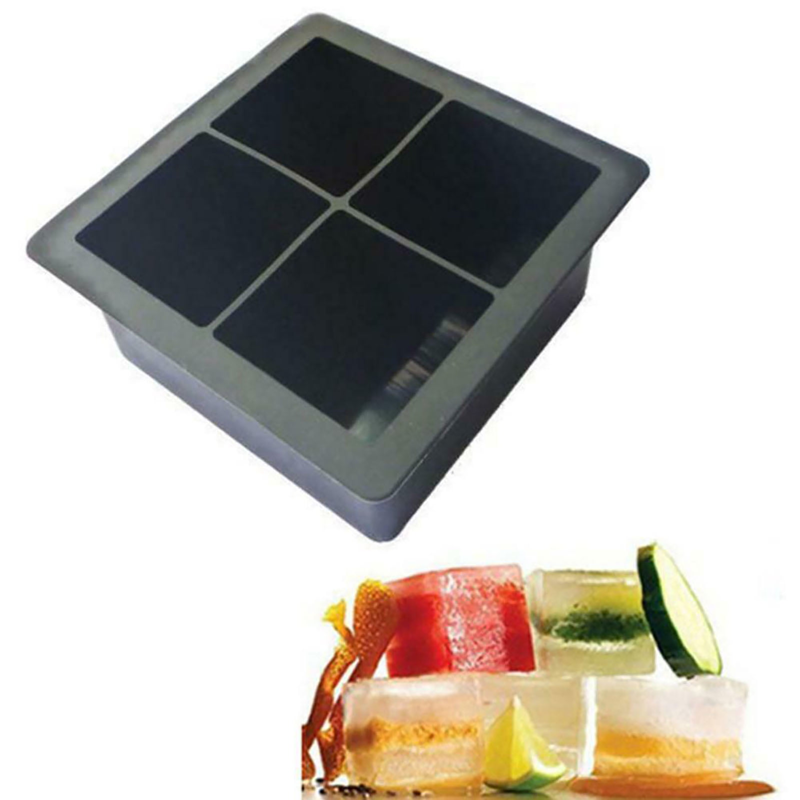 Cocktail Cube Extra Large Ice Cube Silicone Trays - 2.5 inches - Whiskey  Ice - Keep Summer Drinks Cold - Freeze Food - Soap Making Mold - Black - 1