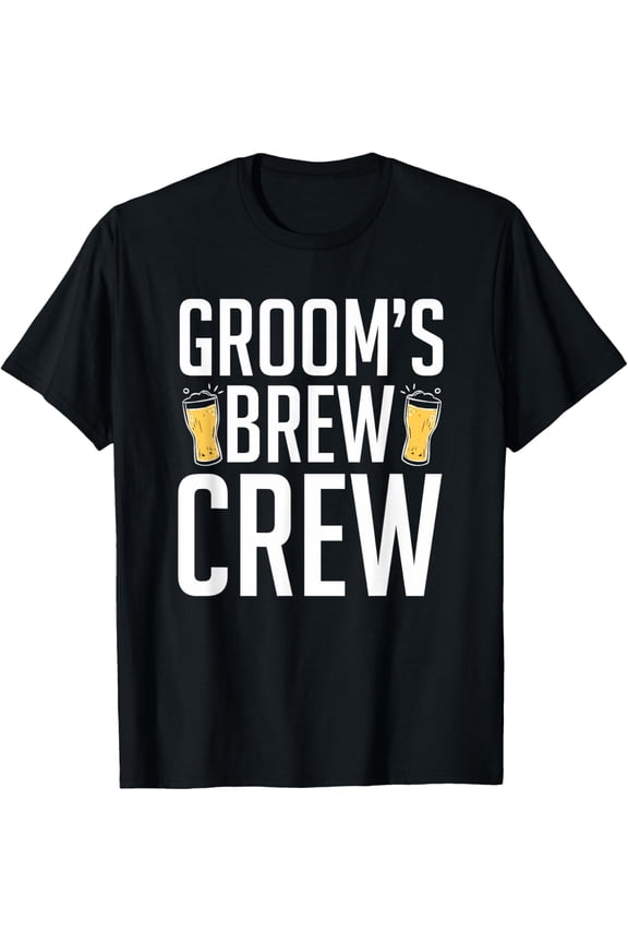 Crewneck Unisex Tee - Groom's Brew Crew | Funny Groomsmen Bachelor Party T-Shirt