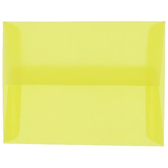 JAM Paper 4Bar Translucent Envelopes, 3 5/8 x 5 1/8, Primary Yellow, 25/Pack