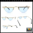 thumbnail image 2 of Funky Cropped Half Circle Flat Top Half Metal Rim Hippie Sunglasses Gold - Blue, 2 of 7