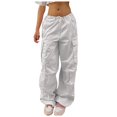 thumbnail image 4 of EDFBUYKRS Female Women Pants Casual Cargo Pants Women Camo White Women's Plus Size Tethered Straight Cargo Pants Straight Wide Leg Loose Casual Trousers L, 4 of 9