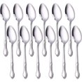 thumbnail image 1 of 12-Piece Stainless Steel Dinner Spoons with Flower Edge, Stainless Steel Dinner Spoons Set, Table Spoon Dessert Spoons for Home, Kitchen or Restaurant - 7.3 Inches, Silver, 1 of 7