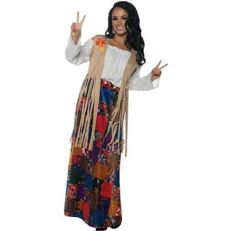 Adult Womens Hippie Fringed Vest With Patches Halloween Costume