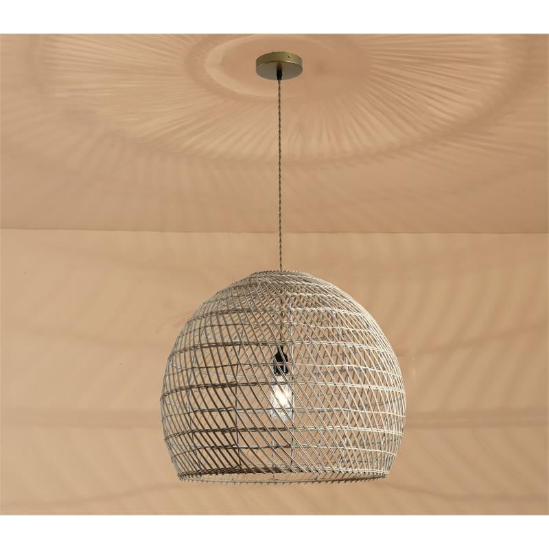 Rattan Large Pendant Light in Beige 