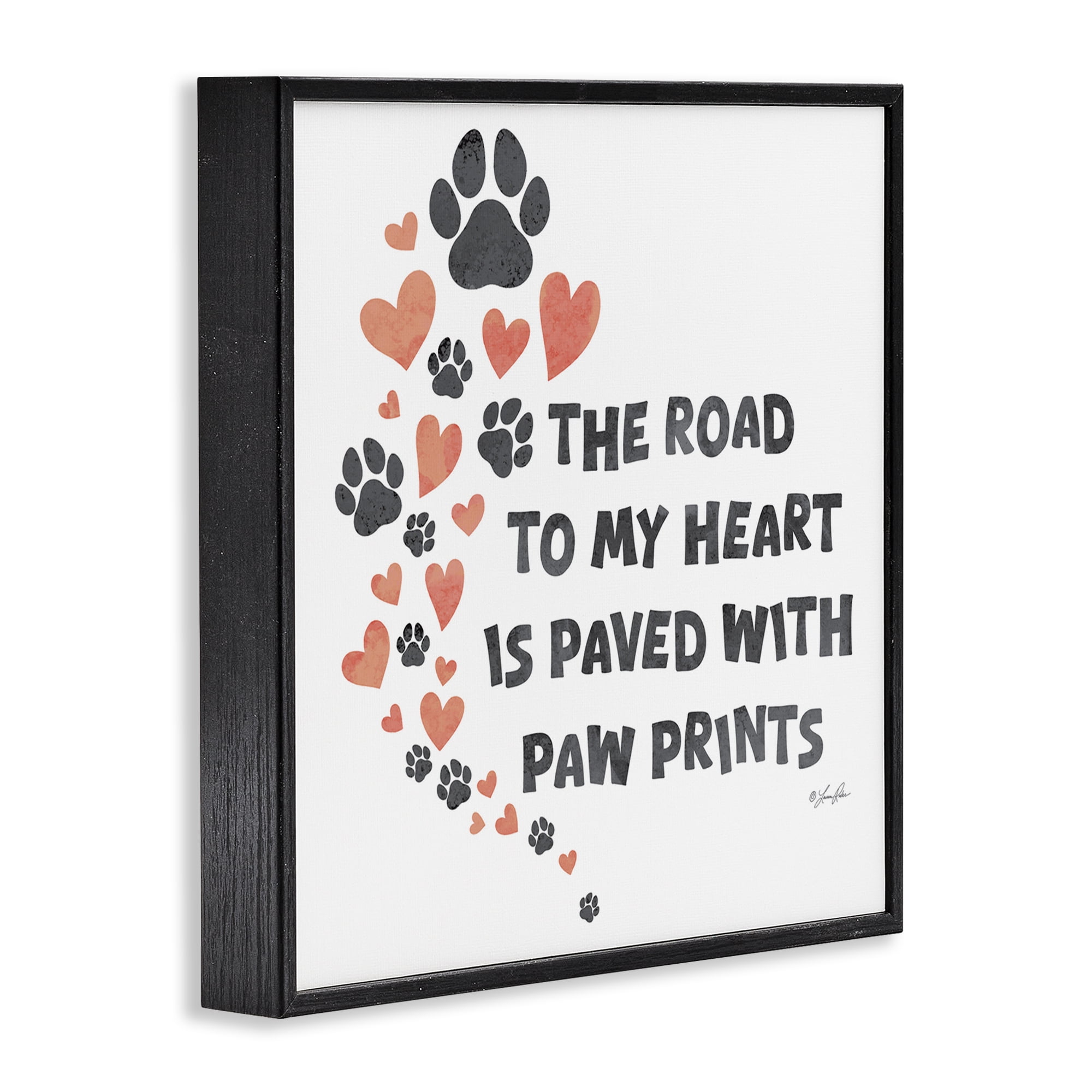 Stupell Industries Road To My Heart Typography Painting Black Framed Art Print Wall Art, 12 x 12
