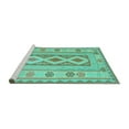 thumbnail image 2 of Ahgly Company Machine Washable Indoor Square Oriental Turquoise Blue Traditional Area Rugs, 7' Square, 2 of 4